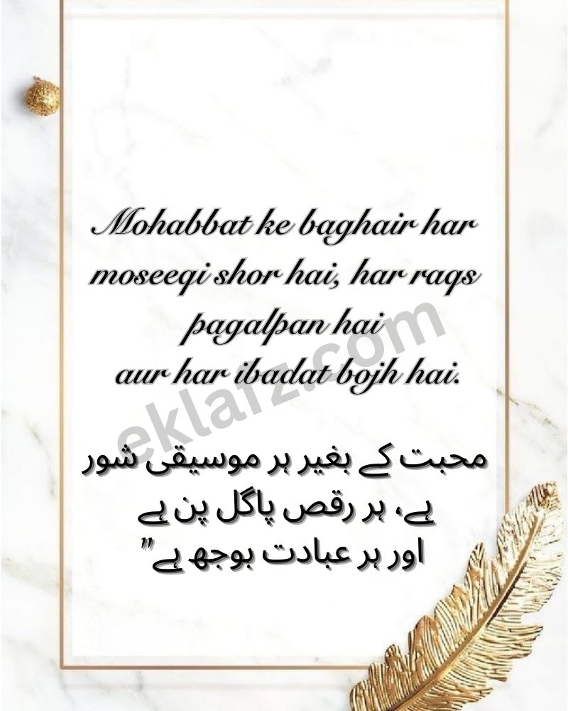 Mohabbat ke baghair har moseeqi shor hai,