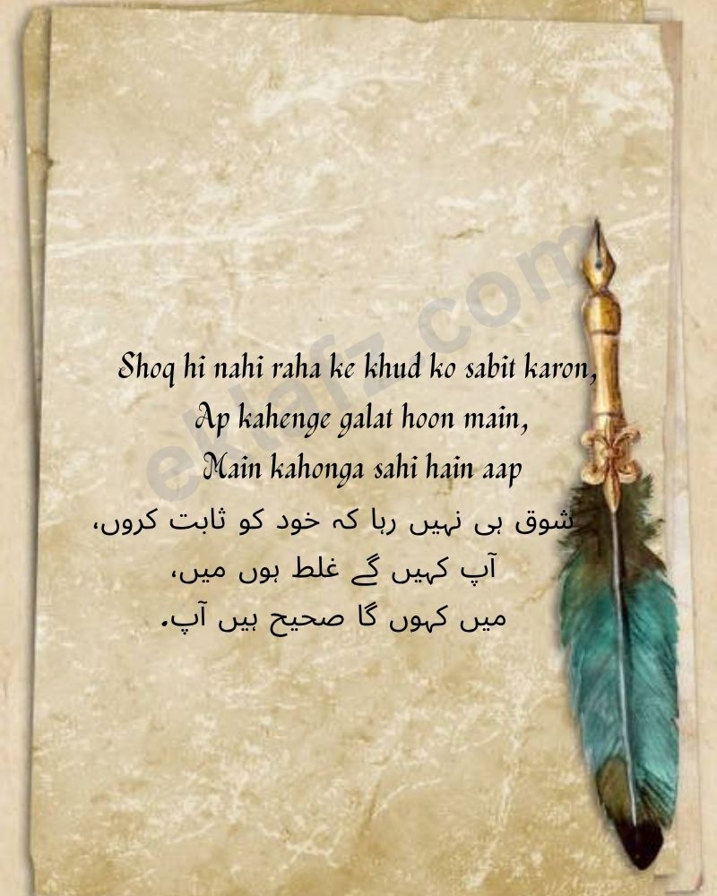 Shoq hi nahi raha ke khud ko sabit karon