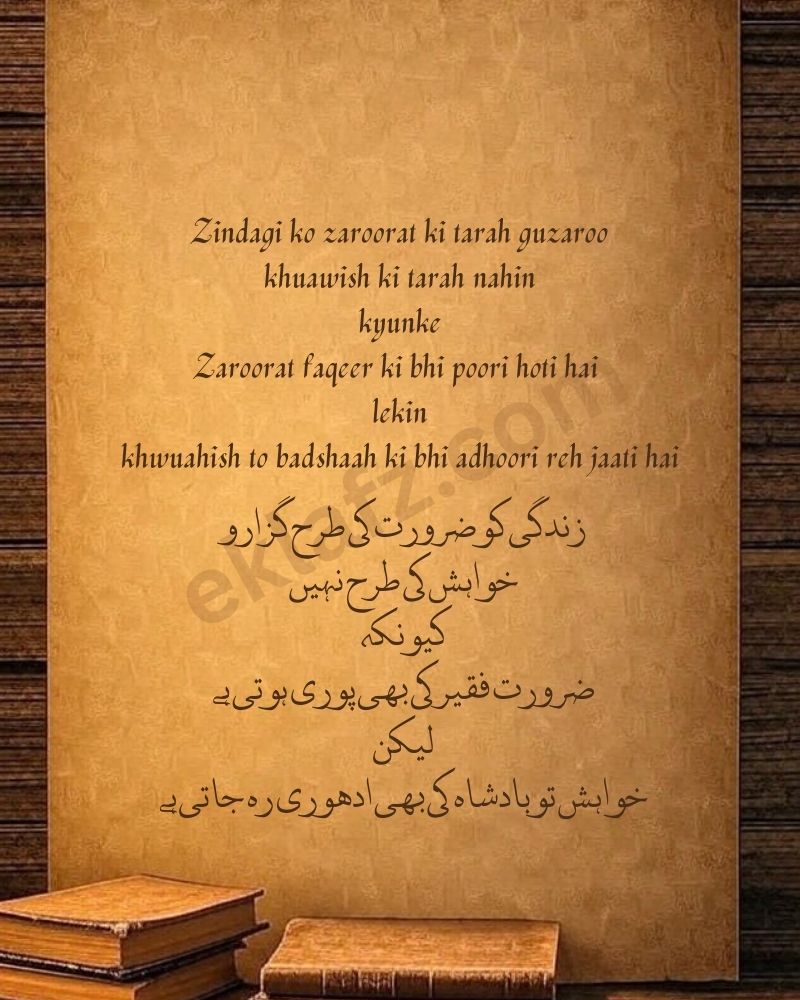 Zindagi ko zaroorat ki tarah guzaroo