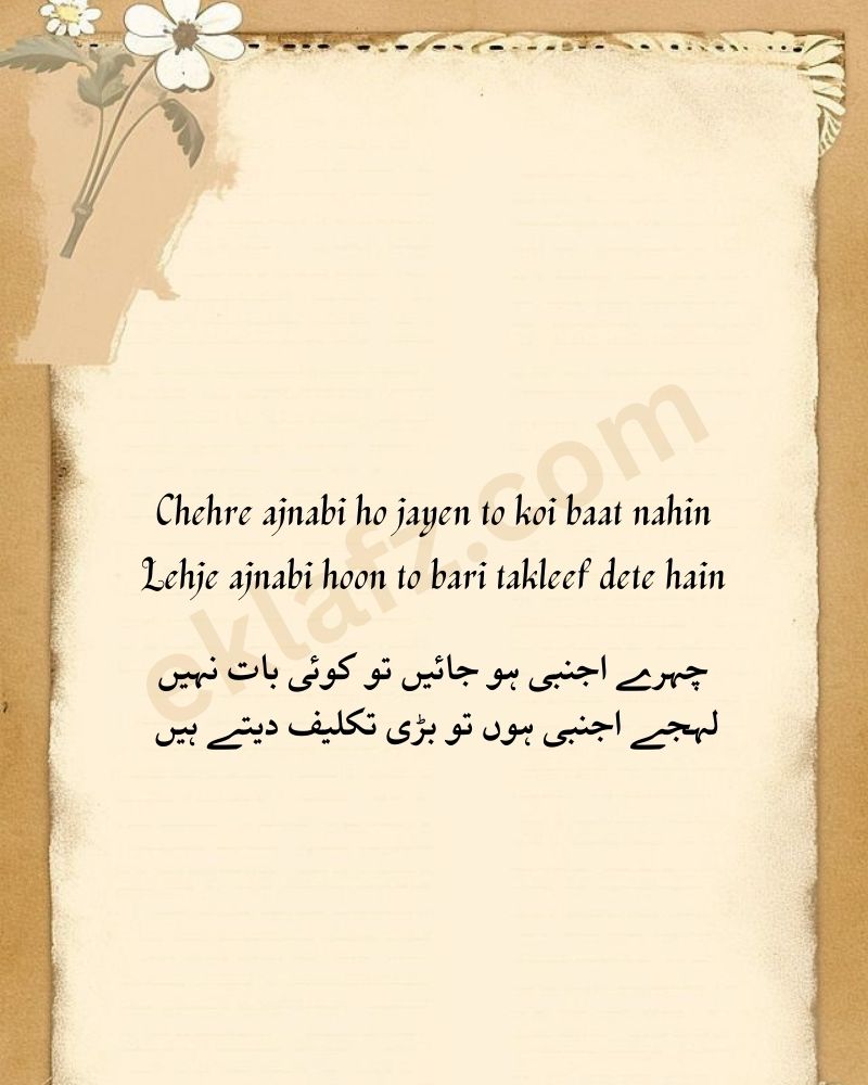 Chehre ajnabi ho jayen to koi baat nahin