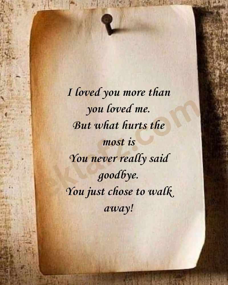 I loved you more than you loved me